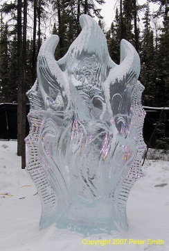 A Goblin type ice sculpture at the Ice Art Competition in Fairbanks, Alaska.